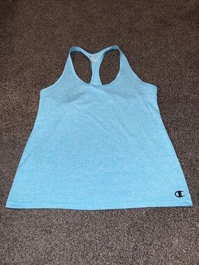 Champion Blue Racerback Tank Top Size Large Athletic Flowy